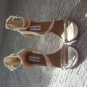 Steve Madden Women's 7.5 Fiffi Style strappy gold rhinestone heel